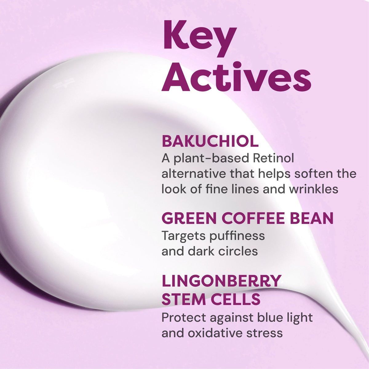 Bakuchiol Depuffing Longevity Eye Cream — key ingredients and what they do