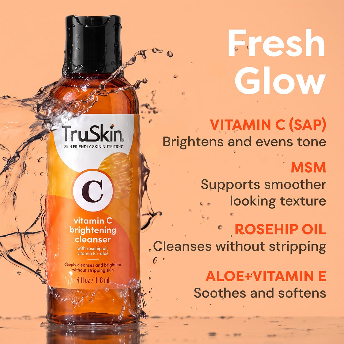 Vitamin C Brightening Cleanser — 4 oz — key ingredients and what they do