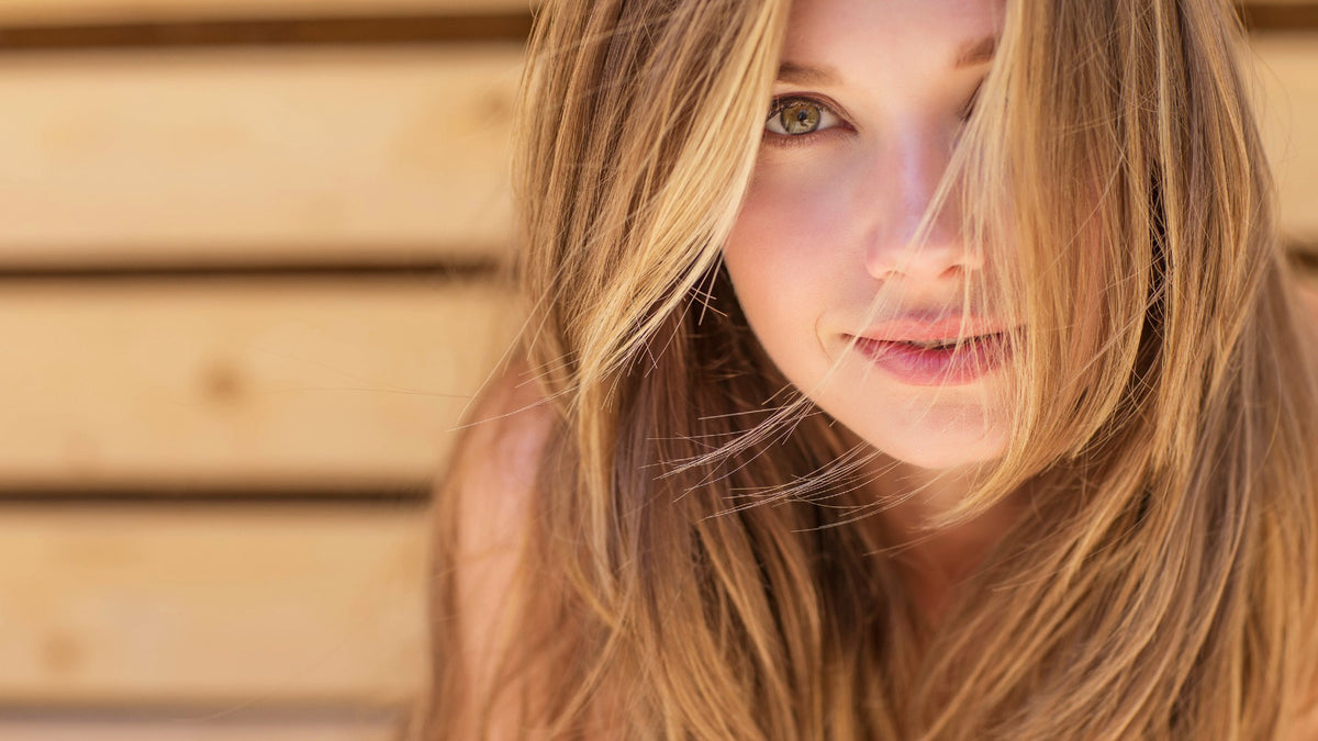 white girl with great skin looking at camera
