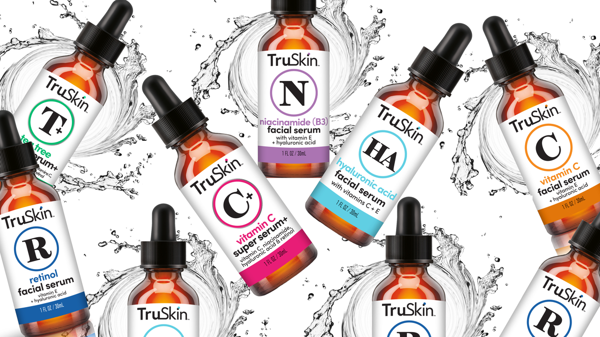 TruSkin Facial Serums with water splashes