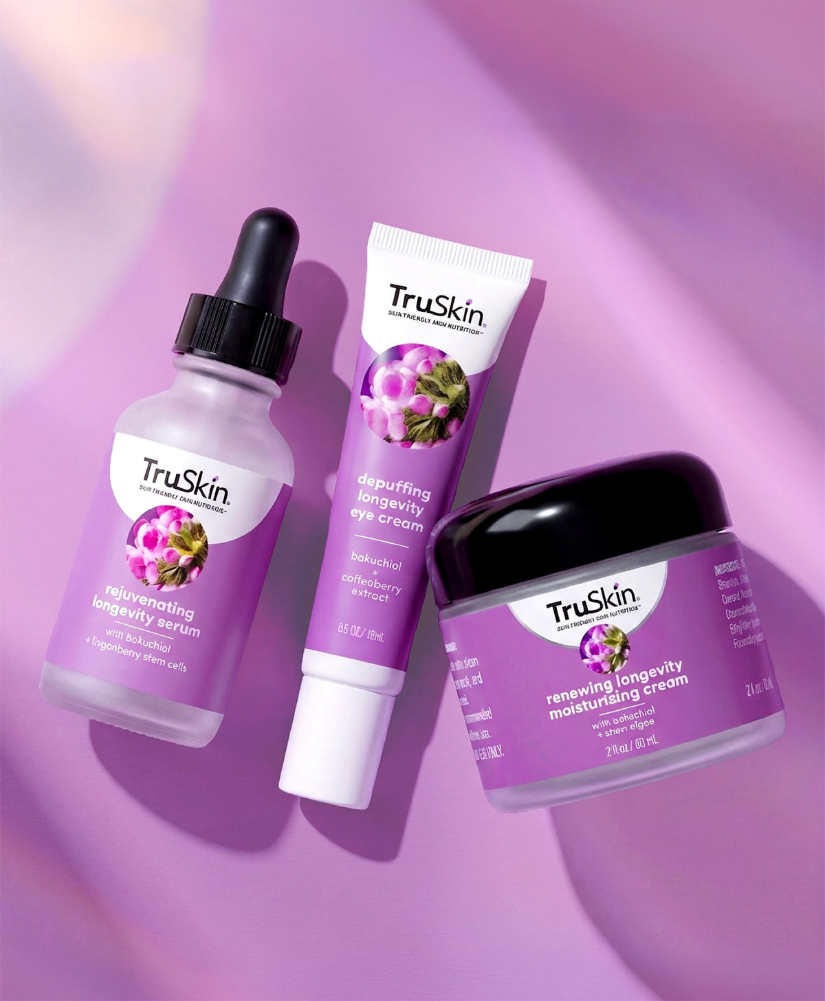 The Longevity Collection — serum, moisturizing cream and de-puffing eye cream