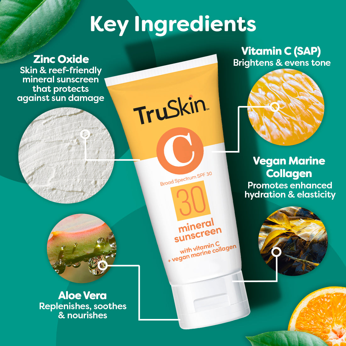 TruSkin SPF 30 Mineral Sunscreen with Vitamin C