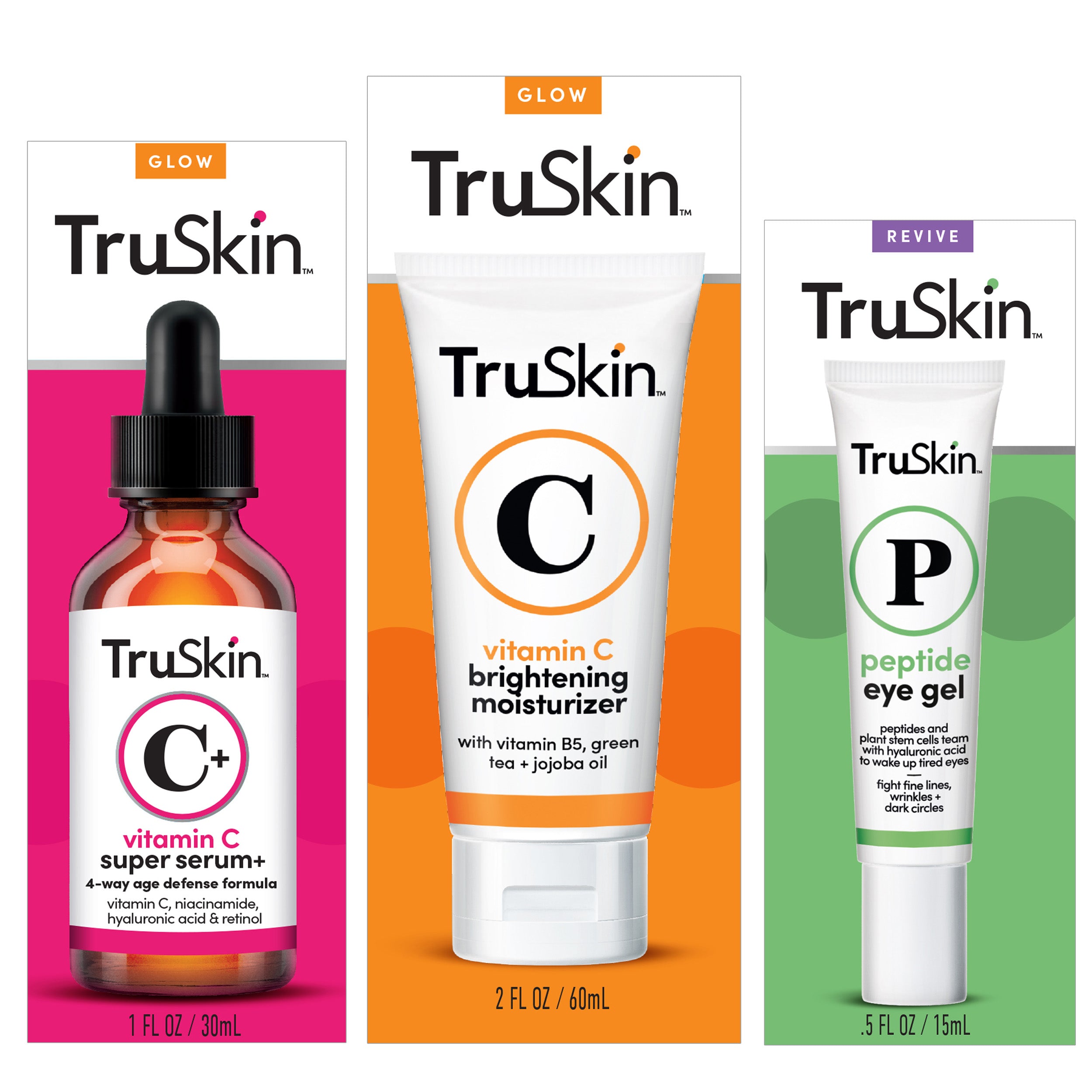 TruSkin Daily Essentials Trio with Vitamin C Serum, Eye Gel and Vitamin C Moisturizer